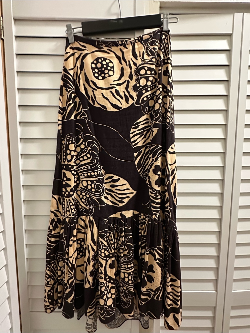 Zara Brown and Cream Floral Maxi Skirt